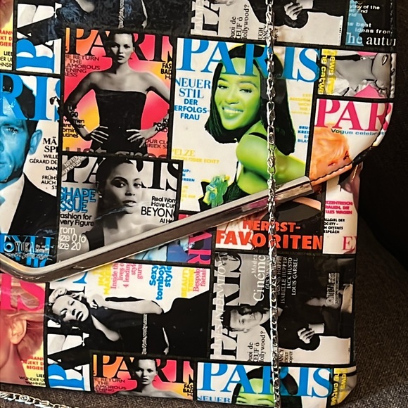 Magazine Envelope Clutch/Shoulder bag  with Black and White/ Color Graphics - Picture 5 of 11